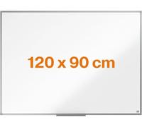 Nobo Tableau Blanc Acier Magnétique, 1200 x 900mm, Cadre Aluminium, Montage Mural par les Coins, Porte-Marqueur Inclus, Essence, Blanc, 1905211