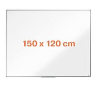 Nobo Tableau Blanc Acier Magnétique, 1500 x 1200mm, Cadre Aluminium, Montage Mural par les Coins, Porte-Marqueur Inclus, Essence, Blanc, 1915487
