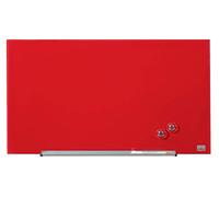 Nobo Tableau Blanc Magnétique Verre avec Porte-Marqueurs Amovible, 680 x 380 mm, Système de Fixation InvisaMount, Impression Pro, Rouge, 1905183