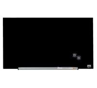 Nobo Tableau Blanc Magnétique Verre avec Porte-Marqueurs Amovible, 680 x 380 mm, Système de Fixation InvisaMount, Impression Pro, Noir, 1905179