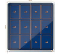 nobo Vitrine d'affichage, coulissante, paroi arrière textile, 12 x DIN A4