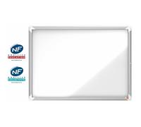 Nobo Vitrine d'affichage intérieur extra-plate 9 feuilles A4 - Porte battante - Fond magnétique