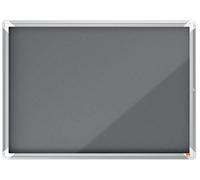 Nobo, Vitrine d'intérieur, Certifiée NF Collectivité et Education, Fond Feutre, Gris, 8xA4, 923x667mm, Porte battante, Gamme Premium Plus, 1915329