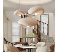 NOCHX Wabi Sabi Style Lampe Suspendue E27 Texture De Polyéthylène De Haute Densité Lustre Suspension Blanche Lustre Réglable En Hauteur Conviente Pour Salle À Manger Salon Chambre À Coucher(Triple hea