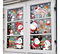 NoëL Autocollants Fenetre,168 PCS Père Noël Bonhomme de Neige Renne Fenetre Stickers, Réutilisables Statique Verre Autocollant Noël Hiver Decoration pour Fête Fenêtres Portes Maison Boutique Scolaire