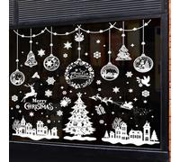 NoëL Fenêtre Autocollants, 244PCS Grand Fenetre Stickers Arbre Renne Flocon de Neige, Reutilisable Statique Verre Autocollant Noël Hiver Decoration pour Fête Fenêtres Portes Maison Boutique Scolaire