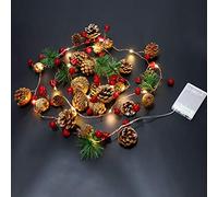 Noël Guirlande Lumineuse 2M 20LED Pinecone Red Berry Bell Guirlande De Noël Guirlande Lumineuse Avec Télécommande Pour Noël Intérieur En Plein Air Vacances Nouvel An Fête Maison Chambre Mur Jardin