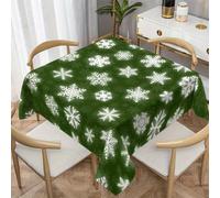Noël Nappe Carrée 120x120 cm Imperméable avec Motif Flocon de Neige | Neige de Noël Nappe de Table en Polyester Anti-tache, Nappe Décorative Hiver pour Salle à Manger Cuisine Jardin