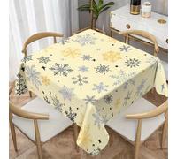 Noël Nappe Imperméable Carrée 120x120 cm Motif Flocon de Neige Pois | Neige de Noël Nappe de Table en Tissu Polyester Lavable et Anti-tache, Hiver Décoration Nappe