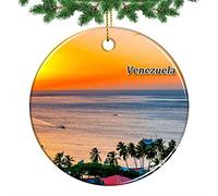 Noël Ornements Venezuela Ornement 2Pcs | Pendentif Porcelaine Avec Ruban Doré Hanging Pour Fête Vacances Bureau Décorations