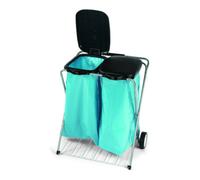 Collecteur de déchets H780xL660xP370mm 20-130 l 2 fois, avec roulettes et fond grillagé