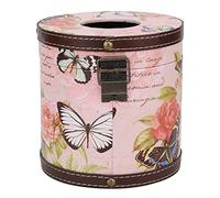 NOENNULL Couvercle de Boîte à Mouchoirs Vintage, Boîte Distributrice de Rouleaux de Papier Toilette en Bois PU imprimé Vintage, Grande Ouverture, Bords Arrondis, Couvercle de Papier (papillons et