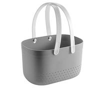 NOENNULL Panier de Rangement en Plastique avec Poignée, Caddie de Douche Portable, Fourre-tout Organisateur, Panier pour Salle de Bains, Cuisine, Dortoir, Chambre à Coucher (Gris)