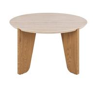 Noeva - table basse - pieds en chêne - plateau effet travertin - 80 cm - Bois