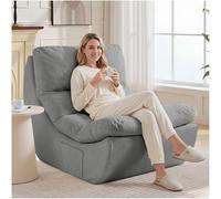 NOFFA Fauteuil Lecture, Fauteuil Pouf Salon, Fauteuil Bean Bag sans os Compressible pour Salon et Chambre, Pas de Montage Nécessaire, Gris