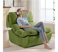 NOFFA Pouf en mousse à mémoire de forme, fauteuil de lecture, canapé 1 place, canapé paresseux, canapé pour lire, salon et chambre à coucher, pas de montage nécessaire, vert