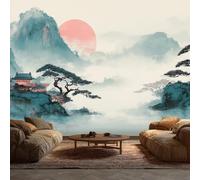 NOGAWA Papier Peint Motif Asiatique, 3D Panoramique Papier Peint Paysage Japonais, Papier Mural Decoratif Pour Salon, Chambre, Tapisserie Murales, Décoration Murale 300x210cm