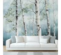 NOGAWA Papier Peint Motif Bouleau, 3D Panoramique Papier Peint Forêt, Papier Mural Decoratif Pour Salon, Chambre, Tapisserie Murales, Décoration Murale 450x315cm