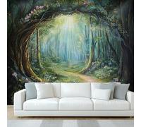 NOGAWA Papier Peint Motif Forêt Mystique, 3D Panoramique Papier Peint xxl Forêt, Papier Mural Decoratif Pour Salon, Chambre, Tapisserie Murales, Décoration Murale 350x256cm