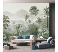 NOGAWA Papier Peint Motif Jungle, 3D Panoramique Papier Peint Forêt Tropicale, Papier Mural Decoratif Pour Salon, Chambre, Tapisserie Murales, Décoration Murale 200x140cm