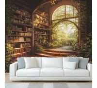 NOGAWA Papier Peint xxl Bibliothèque, Papier Peint Motif Fantaisie, Panoramique Décoration Murale Pour Salon, Chambre, Tapisserie Murales Intissé, Wallpaper Mural 350x256cm