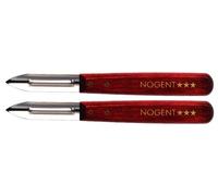 Nogent*** 01210J Lot de 2 Eplucheurs avec 2 Tranchants Lame en INOX 18/8 + Manche en Bois de Charme Merisier