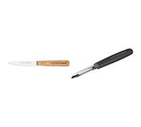NOGENT*** COUTEAU D'OFFICE 9cm CLASSIC BOIS HÊTRE - LISSE & 01419K EPLUCHEUR 2 TRANCHANTS, INOX, Noir, 9CM