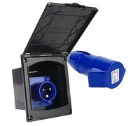 NOGRAX Prise d'entrée externe 16 A 220-250 A 230 A étanche aux UV IP44 pour camping-car, remorque, caravane, camion, voiture (1 lot noir, noir)
