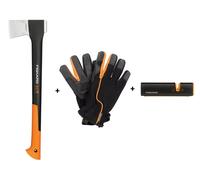 Nohel Garden Set FISKARS hache moyenne X17 + aiguisoir + gants 3pcs
