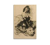 NOHF Poster vintage Pin Up Girl noir et blanc - Art mural - Décoration de chambre ou de bureau - 30 x 45 cm - Sans cadre