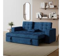 Concept Usine Canapé convertible 3 places NOHO velours côtelé modulable couchage 160x160 cm Bleu