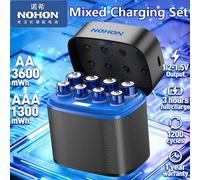 NOHON batterie au Lithium Rechargeable AA 3600mWh/AAA 1300mWh Batteries d'origine haute capacité 1.5V batterie pour télécommande de souris AA 8PCS Set