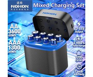 NOHON batterie au Lithium Rechargeable AA 3600mWh/AAA 1300mWh Batteries d'origine haute capacité 1.5V batterie pour télécommande de souris AAA 8PCS Set