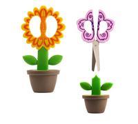 NOIAFZY - Lot de 2 ciseaux de bureau fantaisistes en forme de fleur debout - Ergonomiques, sécuritaires, multi-usages, travaux manuels et découpe de papier avec motif décoratif