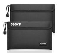Noiposi Lot de 2 sacs ignifuges (27 x 17 cm, 5200 ℉), isolation thermique, 8 couches, avec fente pour cartes, petit porte-monnaie avec fermeture éclair pour argent, reçus, factures, passeport
