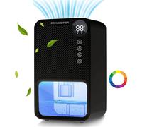 （Noir，1100ml）Ultra Silencieux Déshumidificateur électrique Déshumidificateur portable avec fonction Auto Off Timing 7-LED Light LED Display pour la maison Cuisine Salle de bain Chambre à coucher