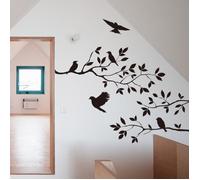Noir arbre aux oiseaux Direction Stickers muraux Stickers muraux amovibles Art Home Decor Mural