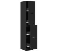 Noir Armoire d'apothicaire, CLARENCE, Armoire à pharmacie/cuisine, noir 30x41x174,5 cm bois d'ingénierie LV2158