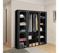 Noir Armoire de Rangement Pliable pour chambre, 175x150x45cm Penderie de Vêtement, Garde-robe avec 5 étagères de rangement + zone de suspension, Organisateur de rangement pour vêtements, Housse anti-p