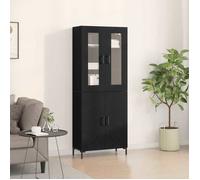 Noir Armoire haut/Vitrine haut - armoire console meuble de rangement Montage mural 2 pcs Chêne noir 69,5 x 34 x 180cm 5116937