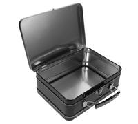 Noir Boîte à Lunch en Fer-blanc avec Poignée et Verrou Rétro | Format Rectangulaire, Couvercle à Charnière, Finition Lisse, pour Repas, Bureau à Domicile et Présents