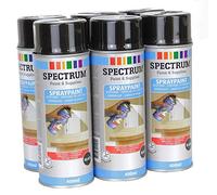 Noir Brillante Lot 6 Bombes Peinture Spray Aérosol 6X400ml bois,métal,aluminium,verre,pierre,plastique