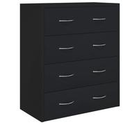 Noir Buffet de rangement - SOLOMOON - Commode salon - avec 4 tiroirs - 60x30,5x71 cm - Noir FR4481