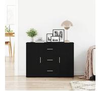 Noir Buffet de rangement - SOLOMOON - Commode salon - chêne noir 91x29,5x65 cm - bois d'ingénierie FR7619