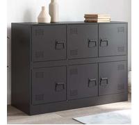 Noir Buffet de rangement - Vitrine bahut - armoire console Pour cuisine, noir 99 x 39 x 73cm acier 3085755