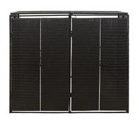 Noir CACHE CONTENEUR - ZENCORE® Abri pour poubelle double Noir 140x80x117cm Résine tressée Top527295021