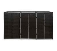 Noir CACHE CONTENEUR - ZENCORE® Abri pour poubelle triple Noir 207x80x117cm Résine tressée Top708796781