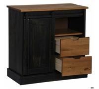 Noir Commode Salon, CHIC Buffet bas/Cabinet, 1 PC, HALDEN porte coulissante noir 80x40x80 cm bois massif N12830