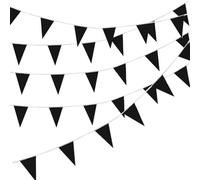 Noir Drapeaux Triangle Bunting Guirlande Fanion Banderole Coloré 10 M | 14x21 Cm Polyester Décoration pour Fête Anniversaire Mariage Noël Jardin Stand Thème Maison Événement Intérieur et Extérieur
