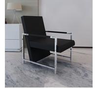 Noir Fauteuil avec pieds chromés Noir Similicuir, Desgin classique -{9466}